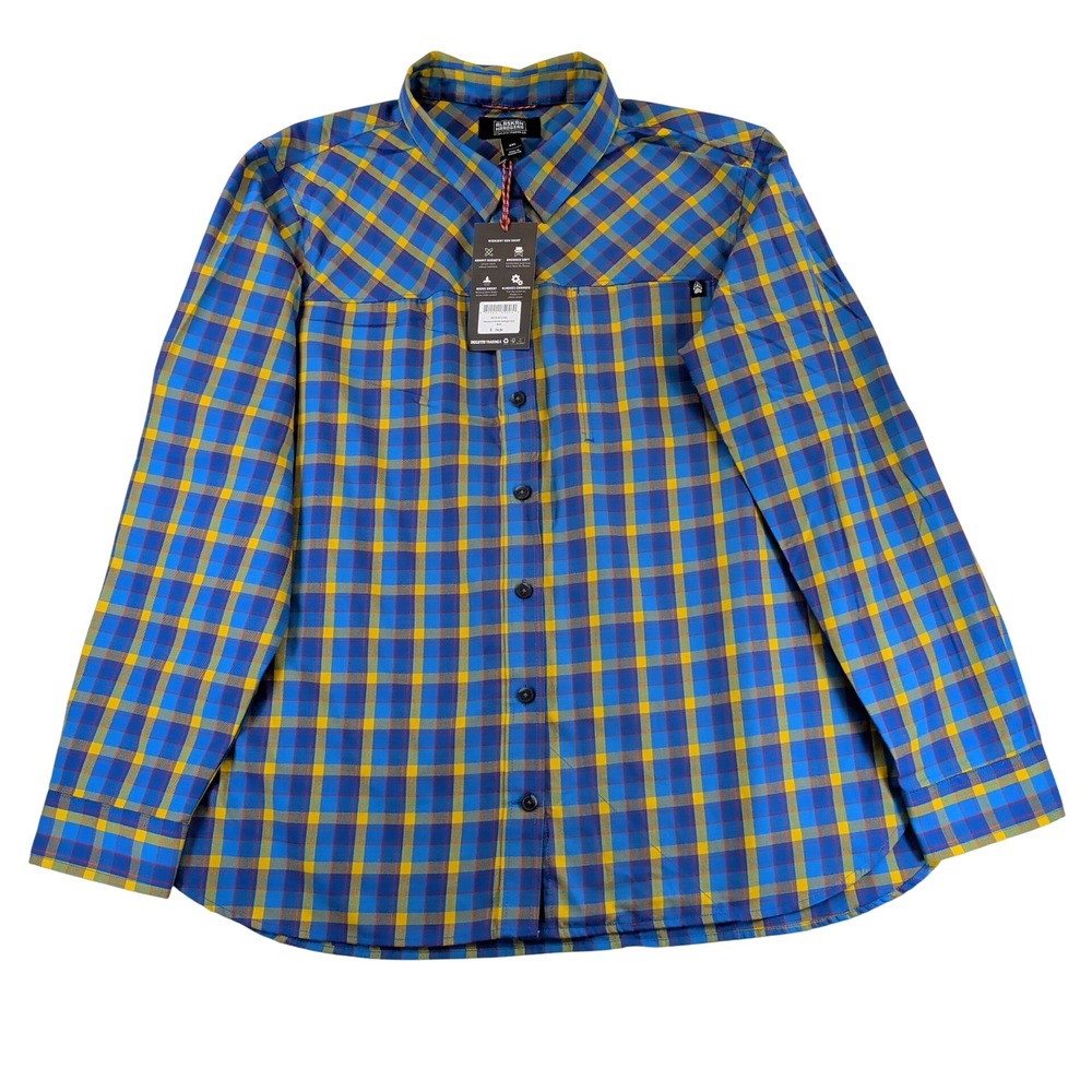 Alaskan Hardgear Duluth Trading Co Midnight Sun Shirt XXL Blue Yellow Plaid NEW